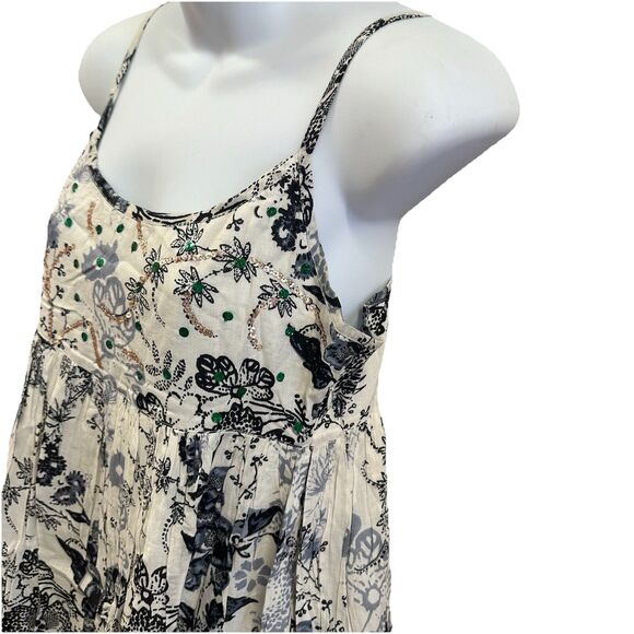 Chaudry KC Dress Womens Medium Sequin Mini Babydoll Bubble Hem Cottage Boho NWT - Picture 4 of 11